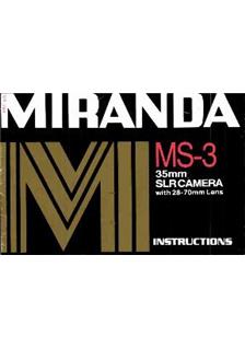 Miranda MS 3 manual. Camera Instructions.